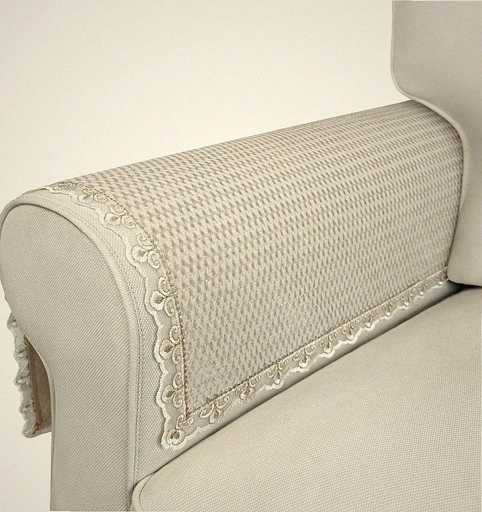 Couch Arm Covers, 2pcs Velvet Sofa Arm Covers, Couch Covers, Non-Slip Lace