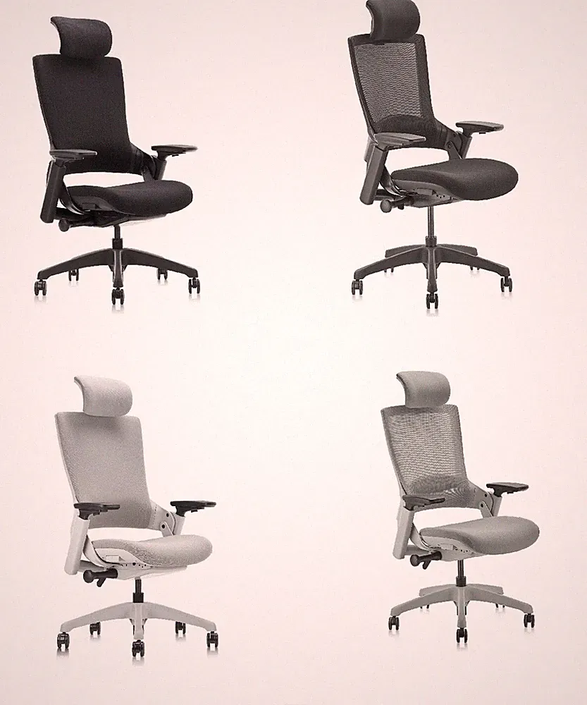 Ergonomic Swivel Office Chair Headrest Adjustable Height Upholstered Back 4D Arm