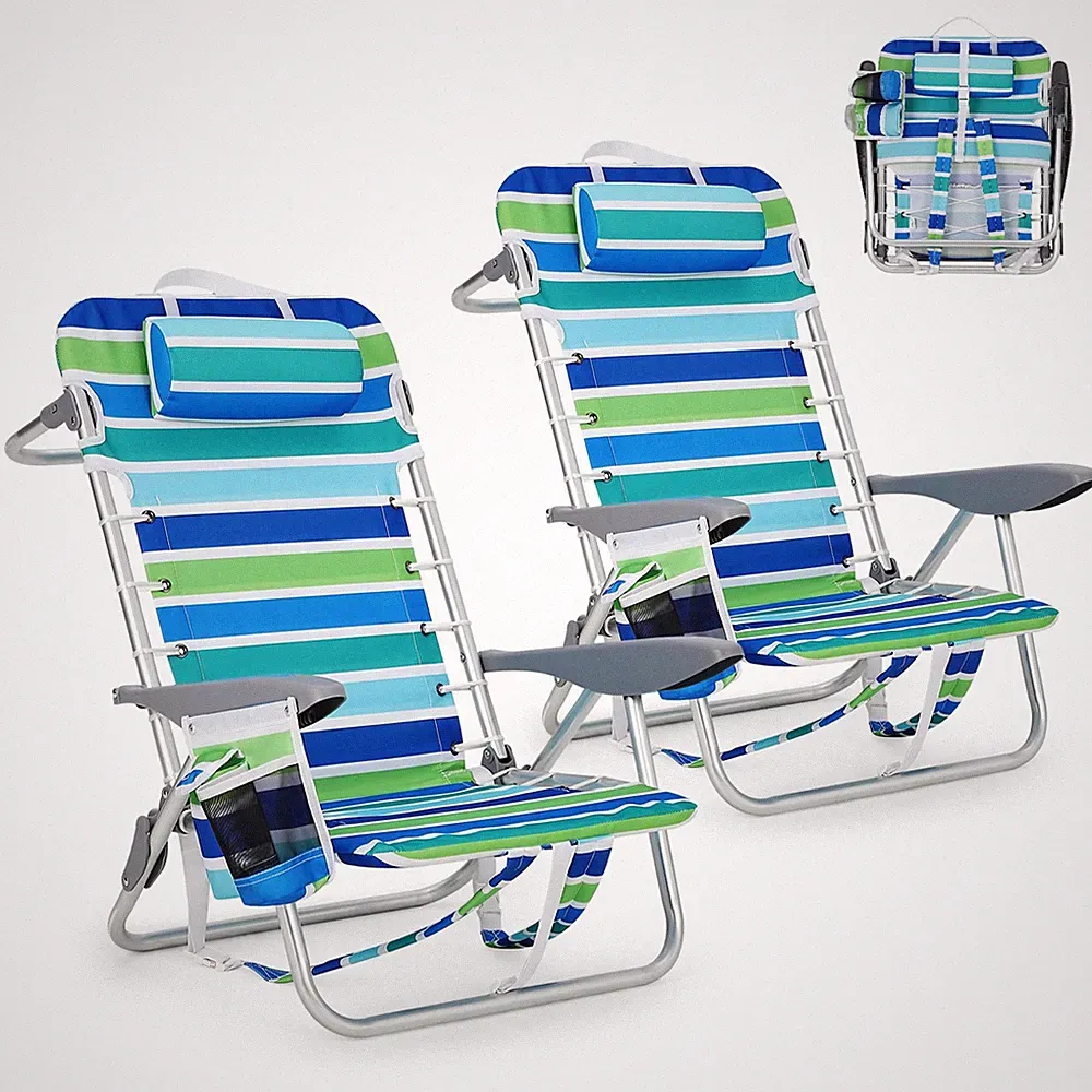 GarveeLife Backpack Beach Chair for Adults 2 Pack, Lightweight Portable Lay Flat