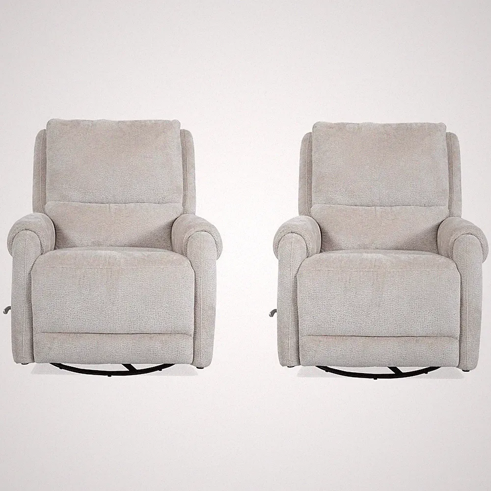 Gentry - Ecru Mist Manual Swivel Glider Recliner Two Pack