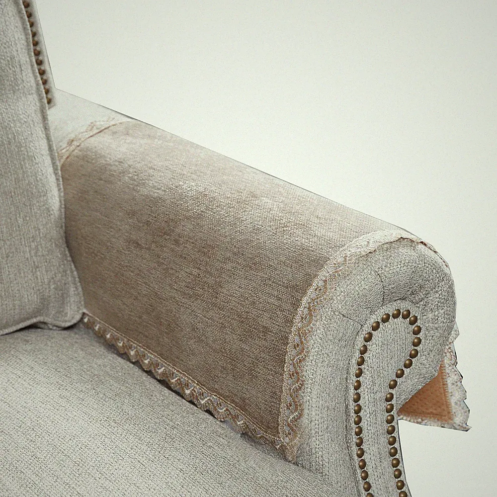 MINJIATEX Couch arm Covers,Non-Slip lace Sofa Cover Set Tea Mouse Color