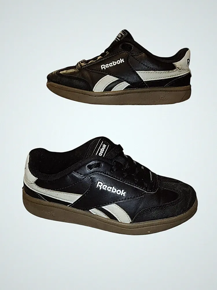 Reebok Forte Lounger Youth Boys Casual Sneaker Size 12 Black White Lace up Shoes