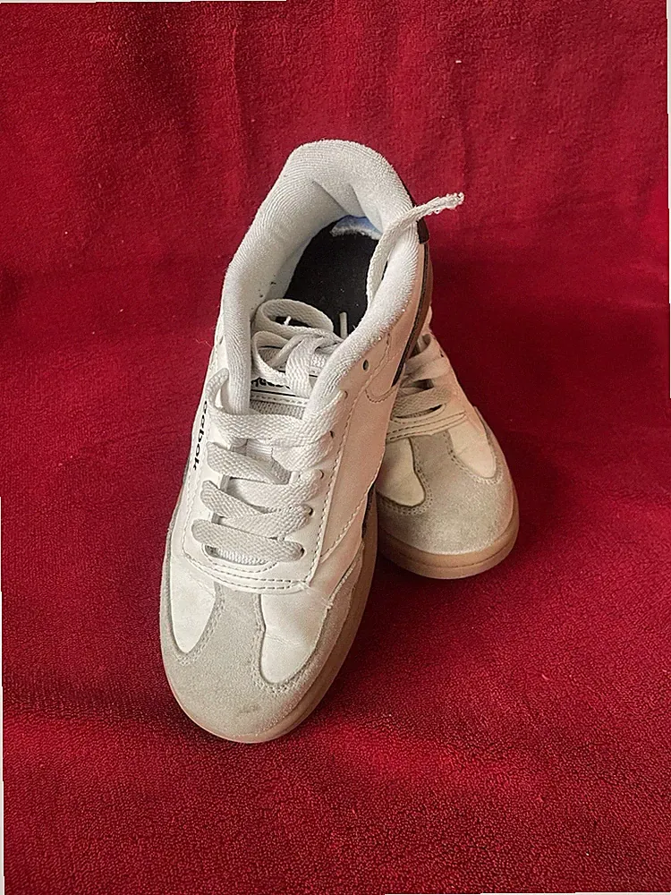 Reebok Kid's Forte Lounger Suede Front Lace-Up White Gum Sneakers Size: 2