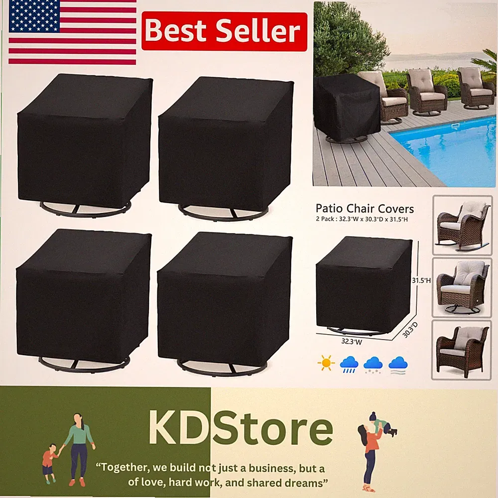 Secure Fit Waterproof Patio Chair Covers 4-Pack - Ideal for Most Outdoor Chairs