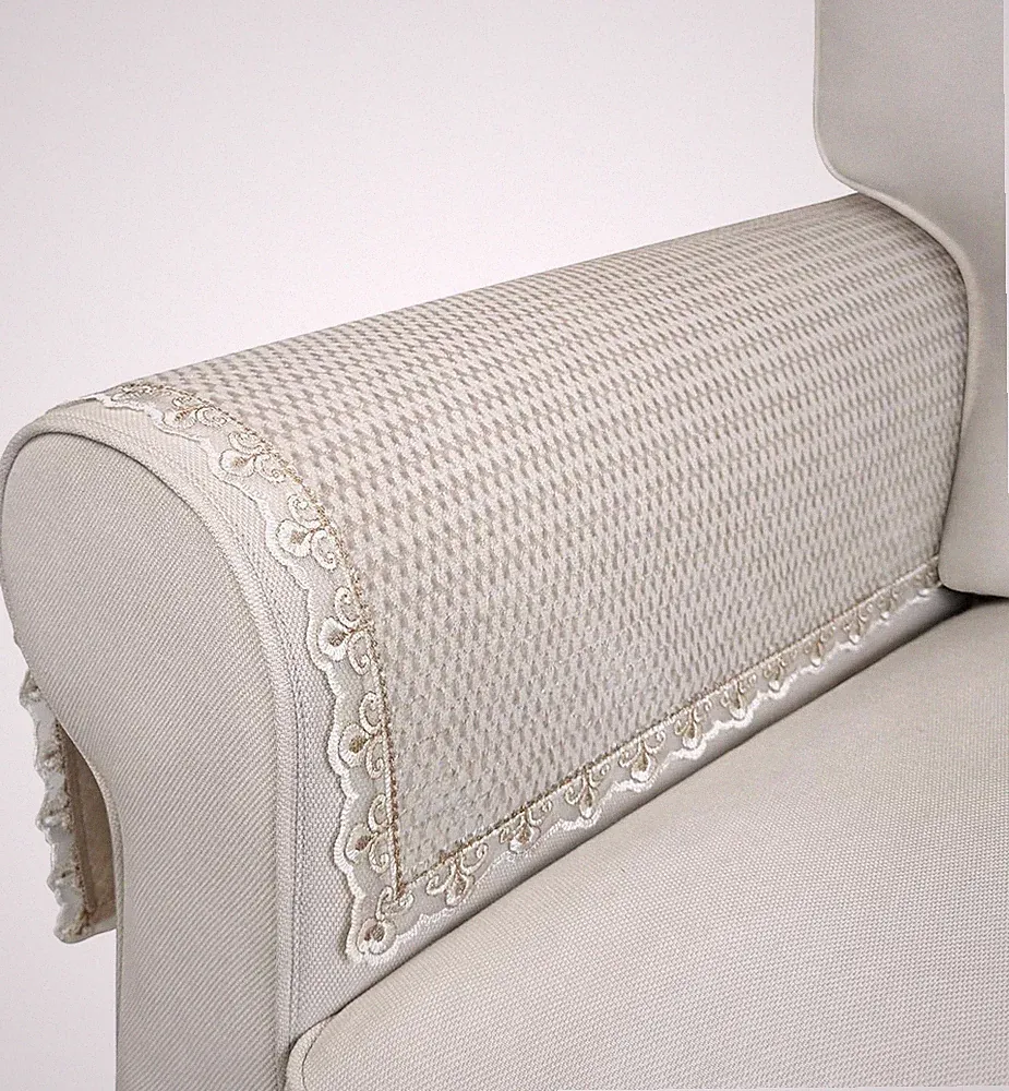 Velvet Couch Arm Covers - 2Pcs Non-Slip Lace Armrest & Backrest Covers for Pet A