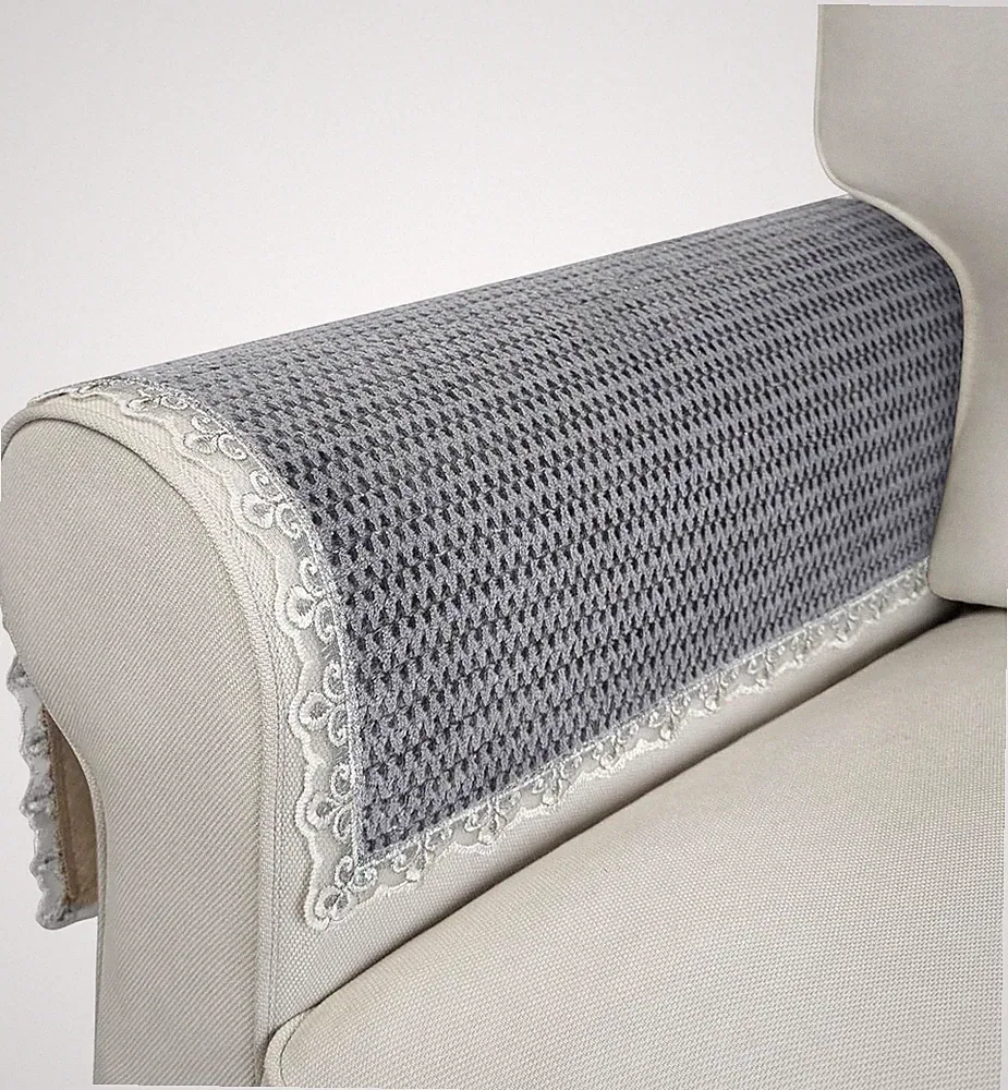 Velvet Couch Arm Covers, 2Pcs Non-Slip Lace Armrest Covers, Headrest/Backrest Co